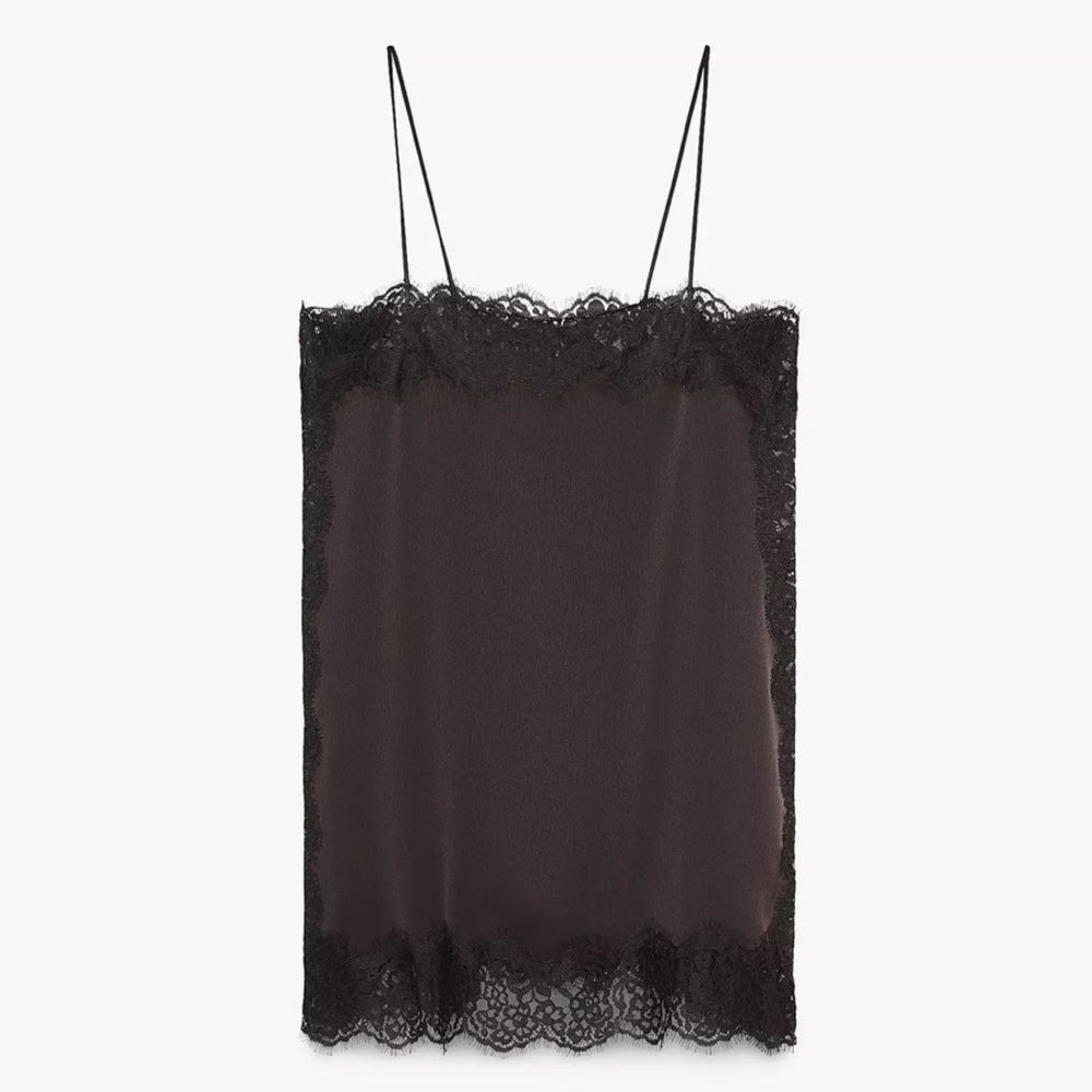ZARA SATIN EFFECT LACE TOP ZW COLLECTION - Picture 9 of 16